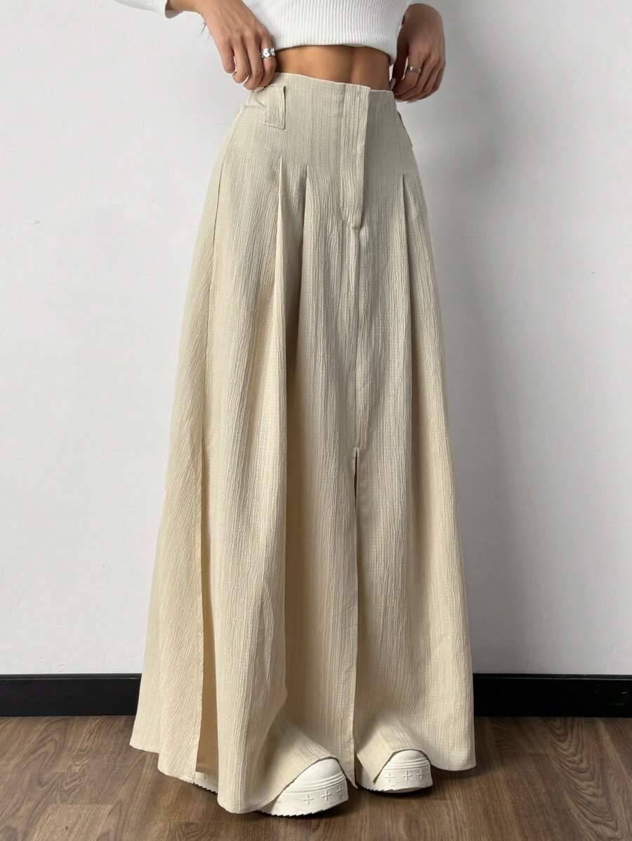 Siren Gaze 女士休闲纹理高开叉吊带长裙，带口袋，精致休闲，办公室通勤女士，教师，长款女士裙子，优雅女士连衣裙，返校节裙子，女士服装 - 杏色 - 查看 1