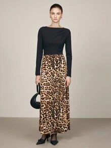 BizChic Women's Elegant Leopard Print Skirt, Holiday Christmas New Year Party, Autumn/Winter - Multicolor - View 7