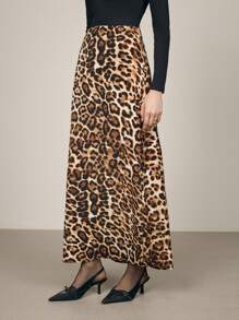 BizChic Women's Elegant Leopard Print Skirt, Holiday Christmas New Year Party, Autumn/Winter - Multicolor - View 5