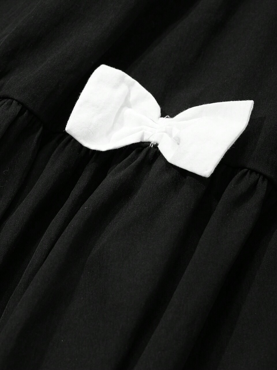 Women's Round Neck Short Sleeve Pleated Simple Bowknot Decor Dress SunDress