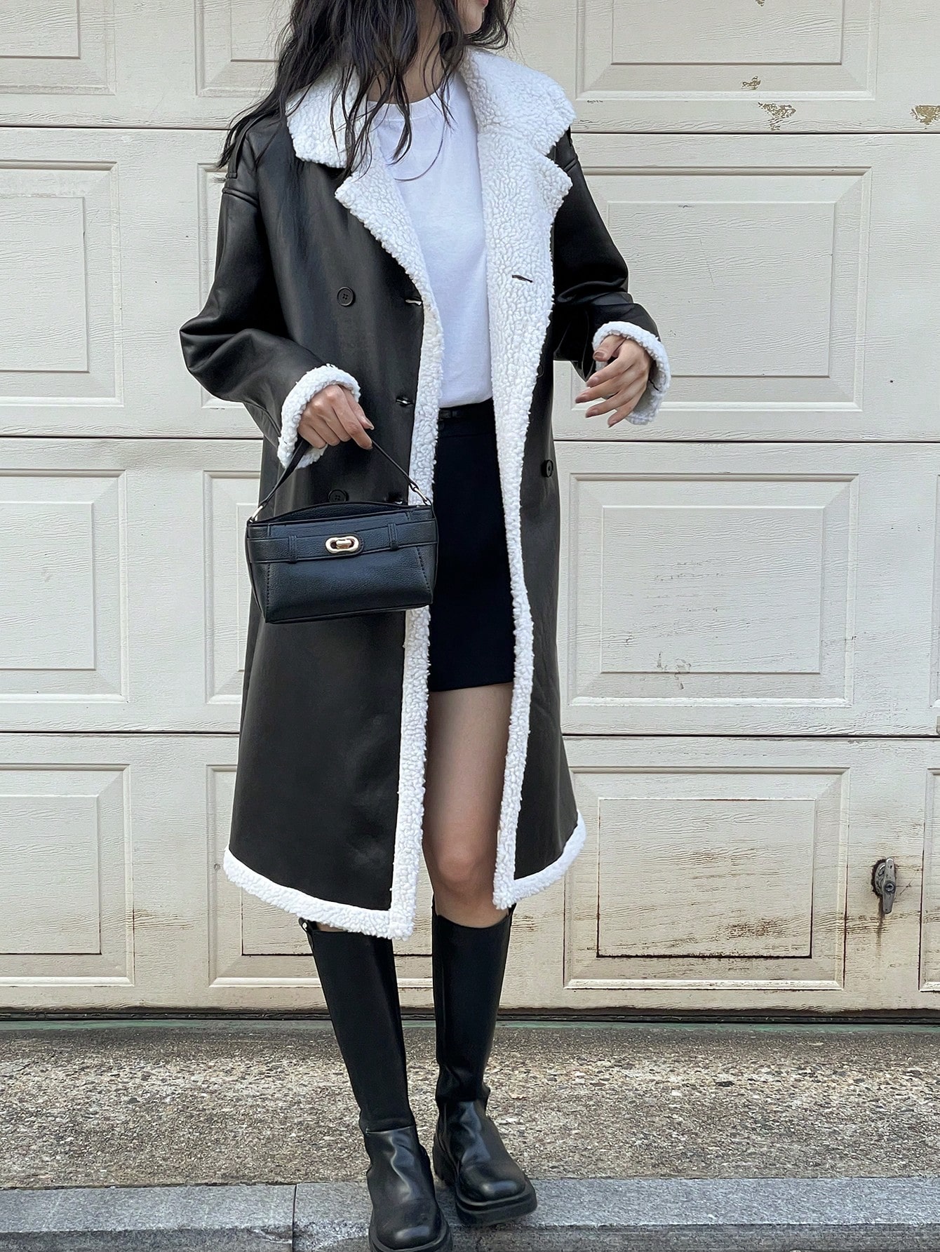 DAZY جاكيت كاجوال للنساء بياقة متباينة اللون وأكما...