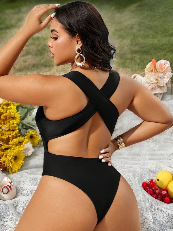Swim SXY Costum de baie cu fermoar, marime, culoare solidă, ținută simplă de vacanță de vară