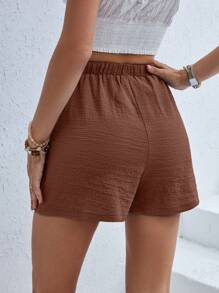 SHEIN Frenchy Summer Bow Decorated Comfy Shorts Casual Women Bottoms