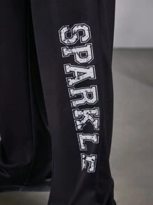 Manfinity Roughcore Men's Plus Size Letter Print Crew Neck Sweatshirt And Sweatpants Casual Set - Multicolor - View 4