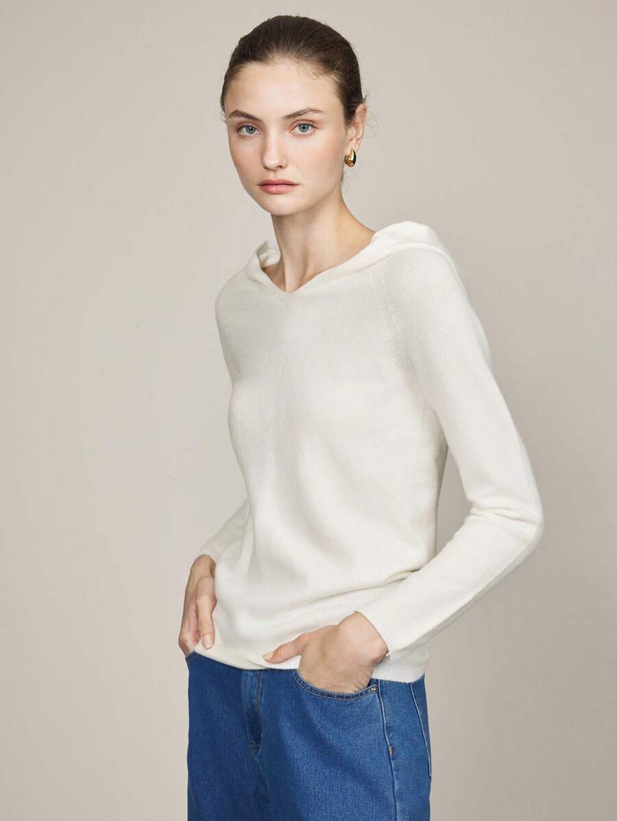BizChic Suéter blanco marfil con forro térmico, top casual elegante de invierno para mujer para Navidad, Acción de Gracias
