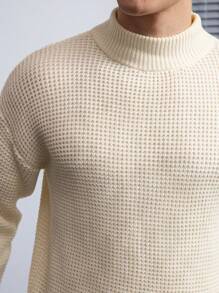 Manfinity CityGents Suéter informal de unicolor con cuello alto para hombre, de manga larga