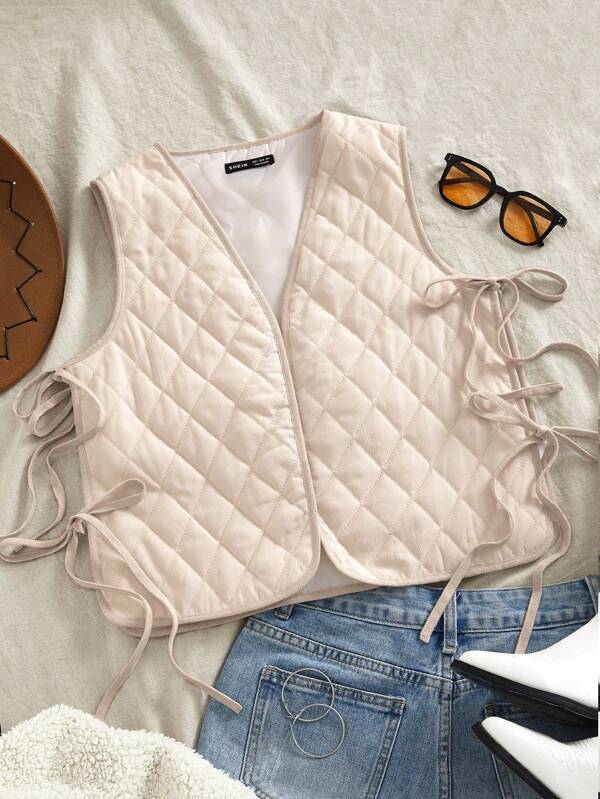 SHEIN Frenchy Plus Size 1pc Padded Coat With Tie-Up Belt, Apricot Color, Winter Clothes,Going Out Outfits Fall/Winter