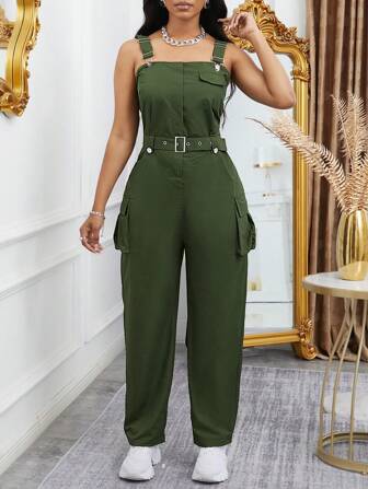 春夏休闲口袋背带工装裤