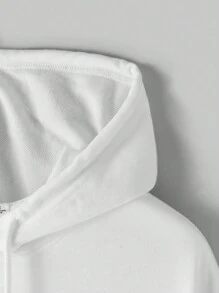 Beetlejuice X SHEIN 女士休闲卡通字母印花落肩宽松抽绳连帽衫春秋季 - 白色 - 查看 6