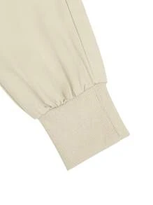 Manfinity Homme 男士宽松撞色抽绳腰工装裤，带口袋和松紧裤脚，奶油色男士慢跑裤，街头潮流男士裤子，男士设计师运动裤，秋季 - 杏色 - 查看 6