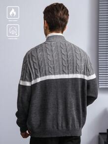 Manfinity CityGents Men's Color Block Button Front Long Sleeve Knit Cardigan
