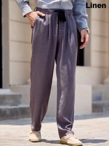 Manfinity VCAY Men's  Woven Long Mid-Rise Straight-Leg Casual Trousers, Suitable For Daily Wear - Grey - View 2