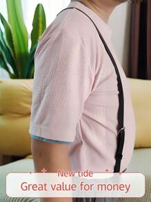 Men's PU Leather Round Ring Suspender - Black - View 5