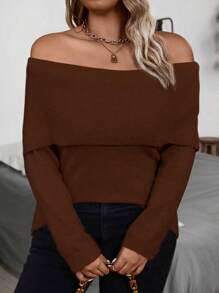 Franclia Plus Size Sexy Off Shoulder Pullover Sweater