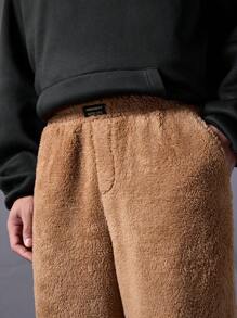 Manfinity VCAY Men's Fashion Casual Drawstring Waist Wide Leg Knitted Loose Trousers