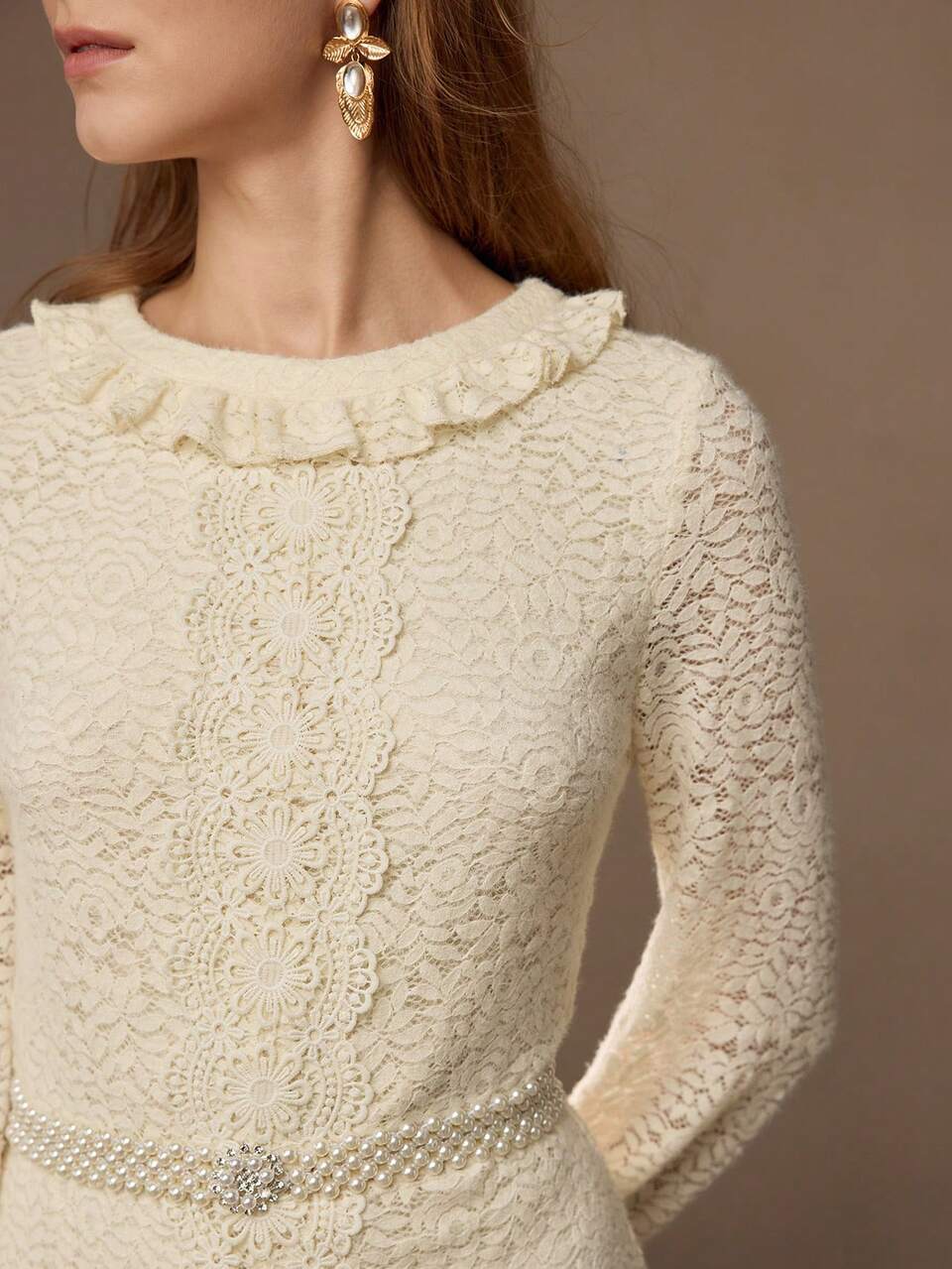 ELEGANT LACE BISHOP SLEEVE DRESS