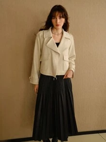 MOTF STUDIO 仿麂皮翻领插肩袖翻盖口袋夹克