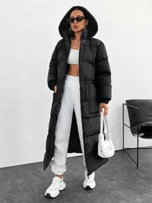 EURMUSE Waterproof, Keep Warm Feature, Double Colored Drawstring Detailed, Puffer Wintercoat - Black - View 5
