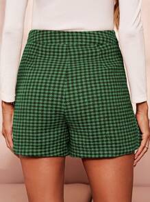 SHEIN Clasi Plaid Print Elegant Button Crossed-Wrap Culottes