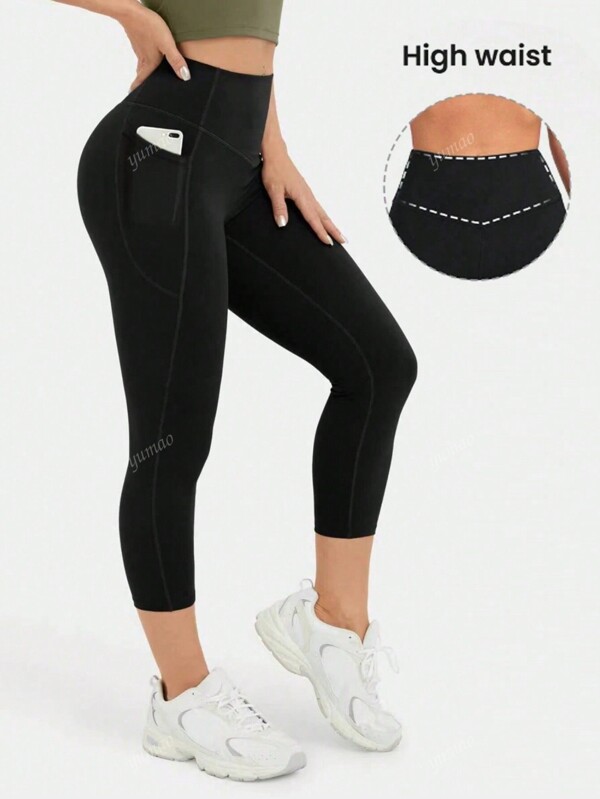 Leisure Solid Absorbs Sweat Breathable Sports Leggings