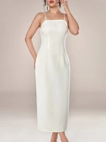 Modelyn 2 件套女士优雅毛绒拼布长袖夹克和细肩带连衣裙套装，秋冬季