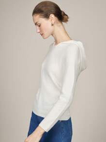 BizChic Suéter blanco marfil con forro térmico, top casual elegante de invierno para mujer para Navidad, Acción de Gracias - Blanco - Ver 4