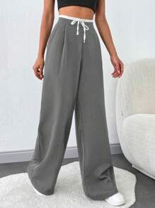 SHEIN Tall Bottom y pantalón cómodo para mujeres TALL - Gris Claro - Ver 7