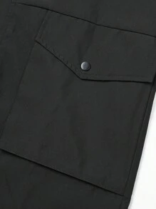 Manfinity Homme Abrigo informal con capucha y cierre de cremallera con cordón para hombre, otoño/invierno - Negro - Ver 4