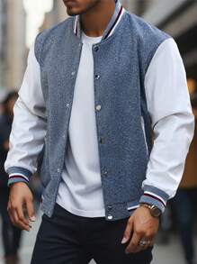 Manfinity Homme 男士立领单排扣休闲长袖夹克 - 彩色 - 查看 4