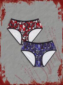 IT x SHEIN 2pcs/Pack Allover Printed Comfortable Casual Women Briefs