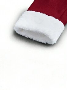 Celure Plus Size Patchwork Fluffy Trim Double-Breasted Waist Knitted Coat - Burgundy - View 6