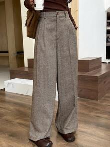 DAZY 女士格子阔腿裤，带口袋，返校季服装，商务装