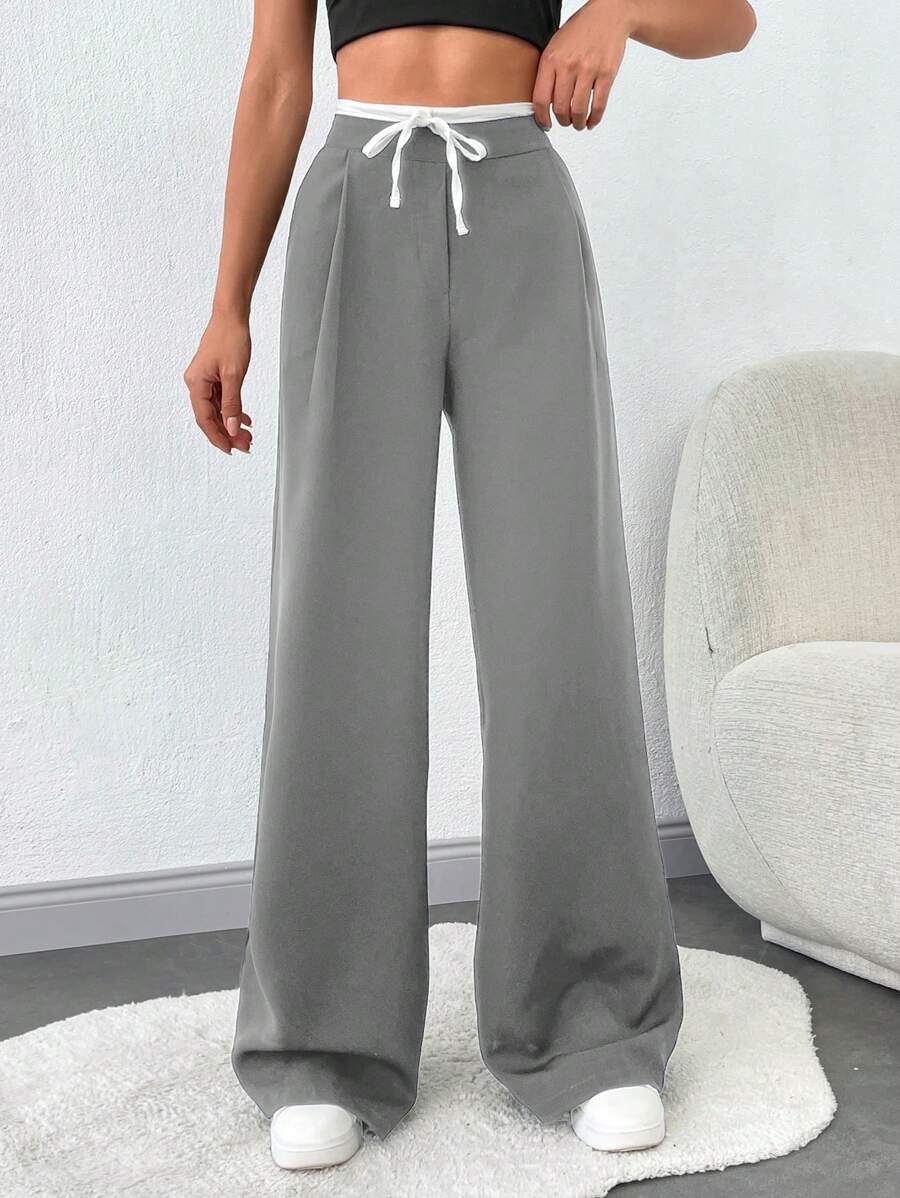 SHEIN Tall Bottom y pantalón cómodo para mujeres TALL - Gris Claro - Ver 1