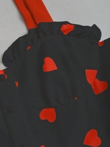 SHEIN Unity 心形印花无袖结饰连衣裙 - 橘色 - 查看 3