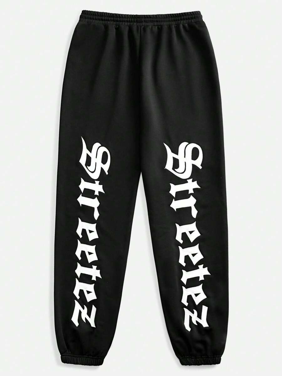 Manfinity NXTstreet Men's Loose Letter Graphic Knit Sweatpants, Pocket, Sports, Joggers, Streetwear - Baby Pink - View 1