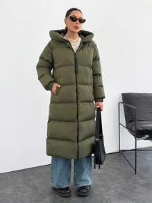 EURMUSE Premium Quality, Keep Warming Feature, Large Puller Puffer Wintercoat - Khaki - View 4