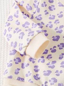 Cozy Pixies 2pcs Baby Girl Plant & Floral Print Crew Neck Long Sleeve Top And Pants Set, Fall Clothes - Mauve Purple - View 5