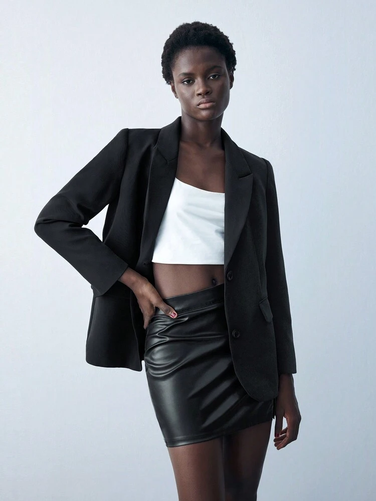 SHEIN Maija Veste blazer à manches longues avec décorations à franges et blocs de couleurs pour femmes, automne hiver