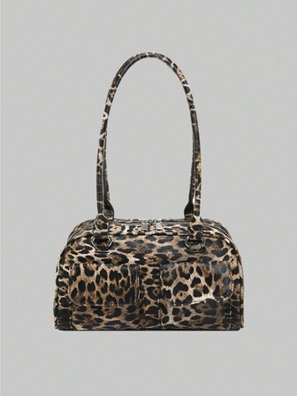 Grunge Punk Neue Mode Leoparden Muster Damen Schultertasche, elegante Retro Damen Lässig Shopper Tasche