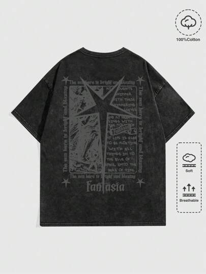 Street Life T-shirt décontracté à manches courtes imprimé col rond flocon de neige sauté, été, école