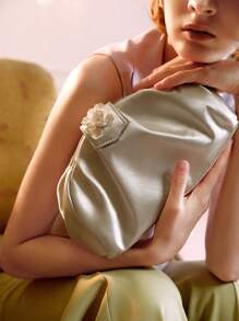 The Great Gatsby x MOTF PREMIUM FLOWER DECOR CLUTCH - Grey - View 8