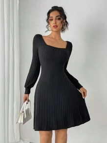 Chiquease Abito corto elegante da donna con patchwork a ricamo di farfalle in in rete e maniche lunghe - nero - Visualizzare 5
