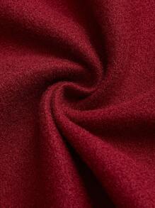 Celure Plus Size Patchwork Fluffy Trim Double-Breasted Waist Knitted Coat - Burgundy - View 8