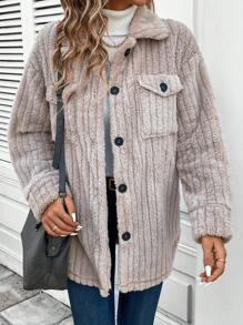 SHEIN LUNE Apricotfarbene, lose Damen Jacke für den regulären Gebrauch, Herbst & Winter - Aprikosenfarben - Übersicht 6