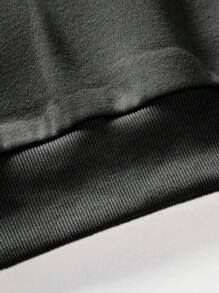 EURMUSE Men's Drop Shoulder Letter Patterned Sweatshirt - Black - View 4