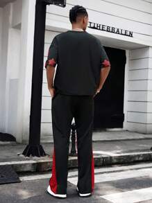 Manfinity Streetrush 2 pièces Ensemble de T-shirt décontracté ample et pantalon pour hommes, vêtements d'Halloween, vêtements pour hommes, deux pièces pour hommes, survêtement pour hommes