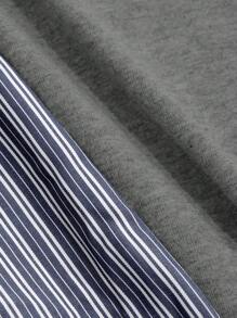 Livesso 极简主义 T 恤和条纹睡裤家居服套装 - 深灰色 - 查看 6