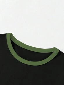 SHEIN Bộ đồ liền thân in chữ và khối màu phong cách đường phố giản dị cho bé gái tuổi mới lớn - Nhiều màu - Xem 4