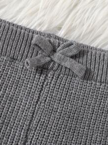 SHEIN Vintaside Kids 2 件装女婴棕色针织喇叭裤，温暖舒适，时尚，适合日常穿着、外出和旅行