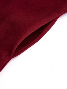 Celure Plus Size Patchwork Fluffy Trim Double-Breasted Waist Knitted Coat - Burgundy - View 4